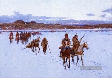 Indianer und Cowboy Werke - Abfahrt für die Büffel Jagd Westen Indian Ureinwohner Amerikas Henry Farny